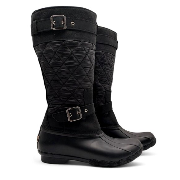 Sperry Women's Size 8.5 Black Saltwater Tall Nylon Quilt Buckle Rain Duck Boot - Picture 3 of 16